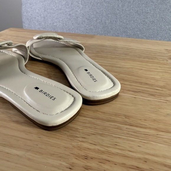 Birdies the kiwi bone Leather Flat Slide Sandals womens 7.5 - Picture 3 of 5